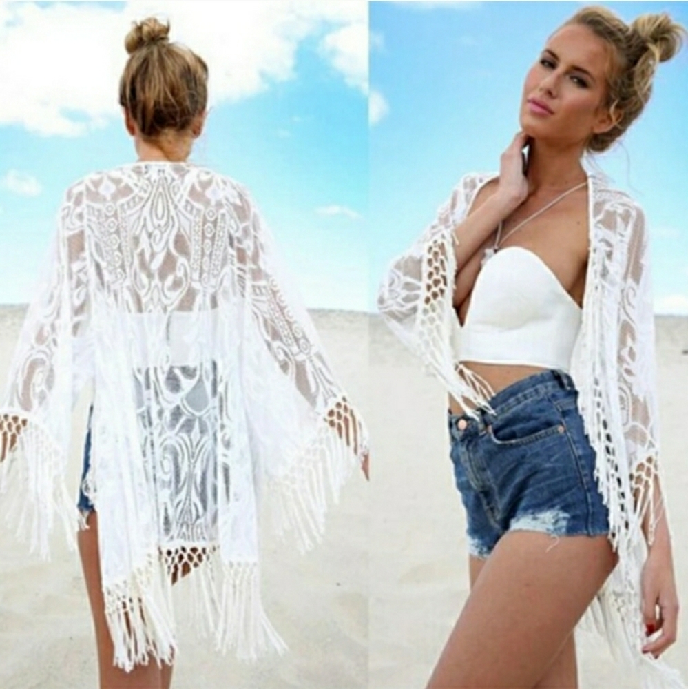 Sexy Angel Beach Coverup Lace Fringe Summer Kimono